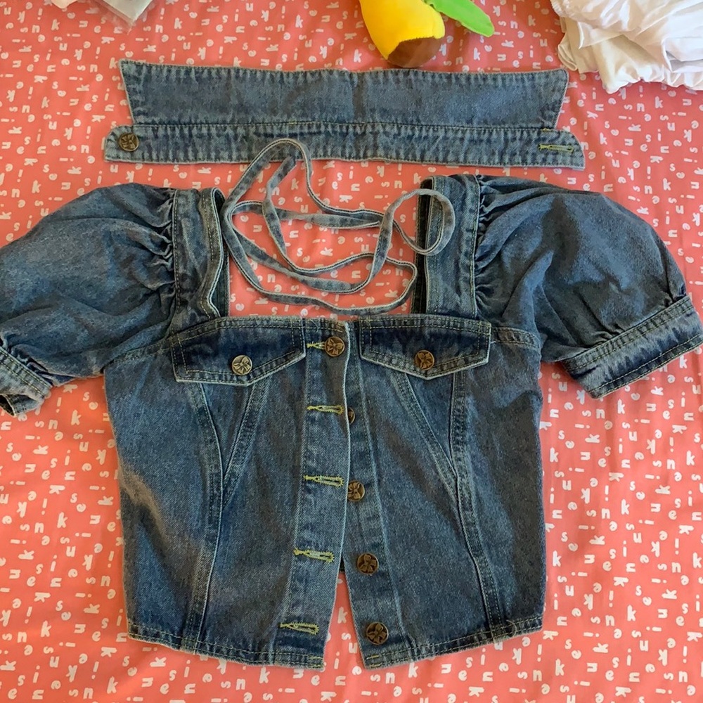 jean top with two collars